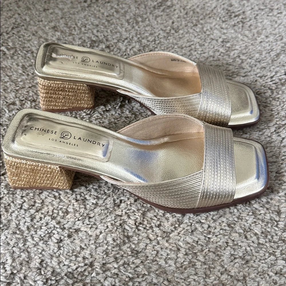 Chinese Laundry Metallic Gold Slide Mules - Picture 2 of 3